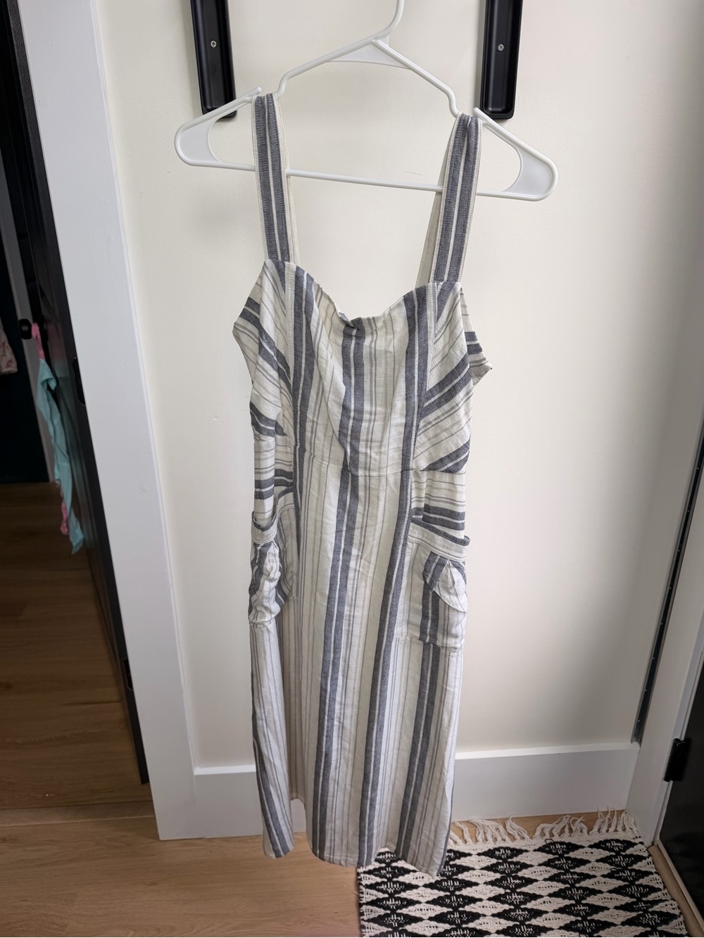 Splendid Cream and Gray Striped Midi Dress